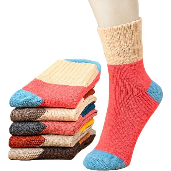 YZKKE 5Pack Womens Q-12 Vintage Winter Soft Warm Thick Cold Knit Wool Crew Sock - Picture 1 of 6